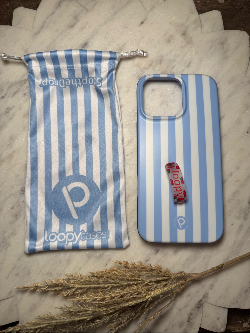 Gently Used Blue Stripes IPhone 16 Pro Max Loopy Case (Righty)